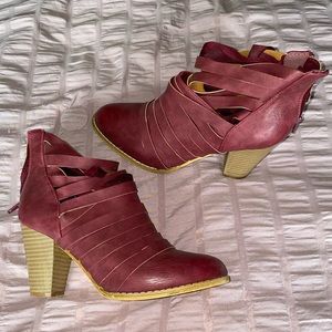 Burgundy Heeled Booties